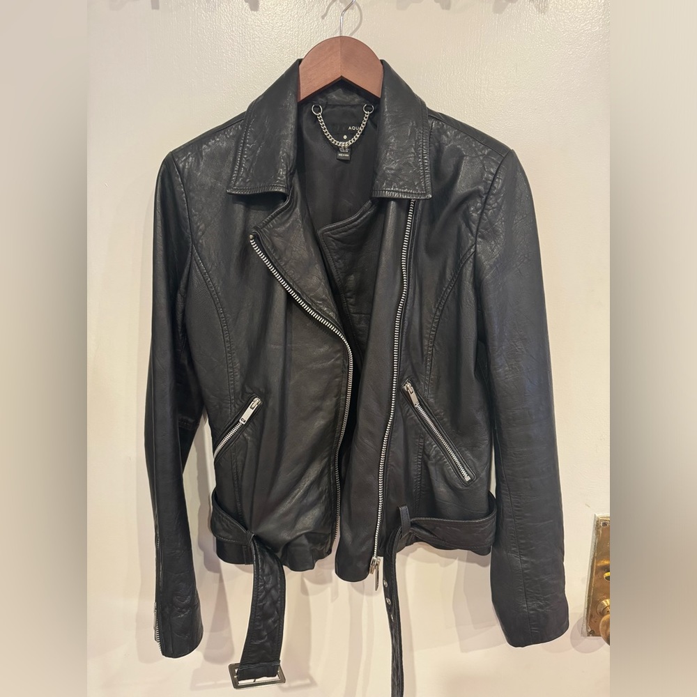 AQUA Leather Moto Jacket